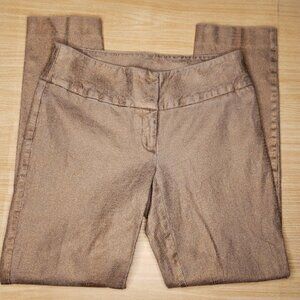 Alfani Womens Snake Print Gold Shimmer Cropped Pants 4